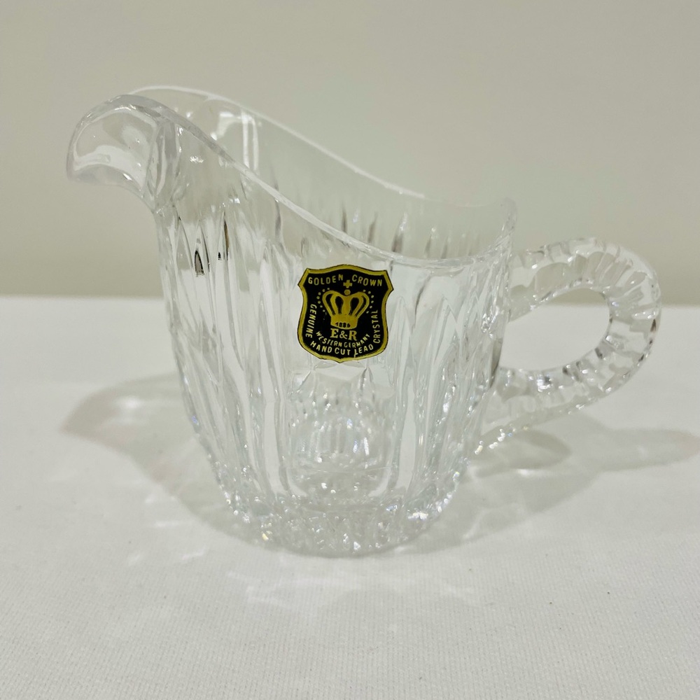 Vintage Golden Crown E&R Full Lead Crystal Creamer| Made In West Germany